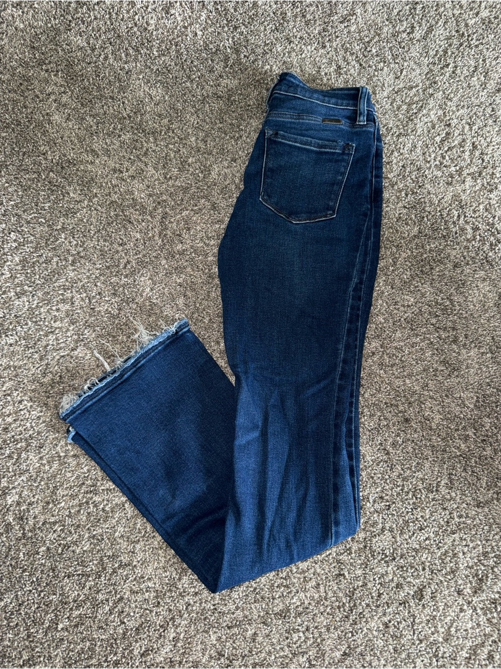 KanCan Dark Indigo Bootcut Jeans with Frayed Hem